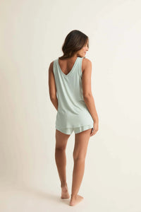 Faceplant Aqua Double V Neck Tank + Short Set
