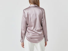 Load image into Gallery viewer, Grey/Purple Satin LS Top