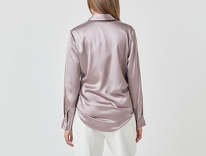 Grey/Purple Satin LS Top