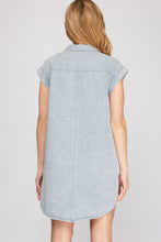 Load image into Gallery viewer, Blue Grey Denim Button SS Dress