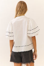 Load image into Gallery viewer, Off White Contrast Trim Poplin Top