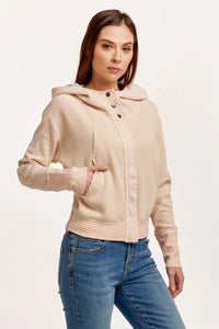 DJD Cream Carly Zip Up LS Jacket