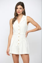 Load image into Gallery viewer, Cream Contrast Stitch Detail Collared Romper