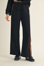 Load image into Gallery viewer, Black/Brown Stripe Half Zip Top + Pant Set