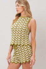 Load image into Gallery viewer, Olive/White Knitted Slvls Top