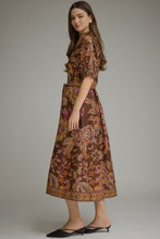 Load image into Gallery viewer, Terra Cotta Printed Tie Waist Midi Dress