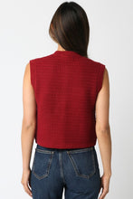 Load image into Gallery viewer, Sleeveless Gold Button Sweater Top Maroon