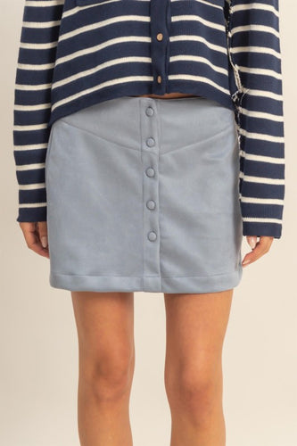 Denim Blue Suede Mini Skirt
