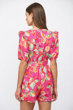 Load image into Gallery viewer, Fuchsia Multi Floral Lace Belted Romper