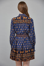 Load image into Gallery viewer, Navy Multi Print Mini Ruffled Dress