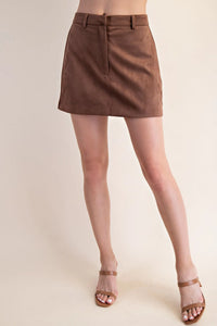 Chocolate Suede Mini Skirt