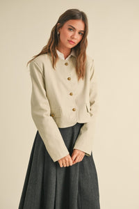 Sand Leather Cropped Jacket
