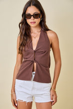 Load image into Gallery viewer, Brown Halter Frnt Cut Out Top