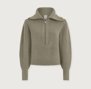 Varley Maura Half Zip Rib Knit-Agate Grey