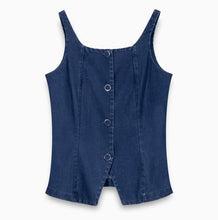 Load image into Gallery viewer, Dark Blue Square Neck Denim Vest