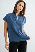 Load image into Gallery viewer, Blue Satin Dolman Slv Blouse