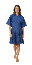 Load image into Gallery viewer, Navy Matta Eyelet Detail Dress