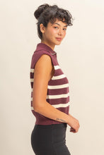 Load image into Gallery viewer, Maroon/White Striped Slvls Zipper Top