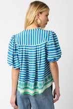 Load image into Gallery viewer, Cream Blue Button Down Pattern/Striped Top