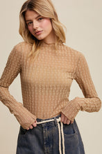 Load image into Gallery viewer, Tan Floral Mesh Mock Neck Layering Top