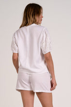 Load image into Gallery viewer, White Eyelet Puff Slv V-Neck Top