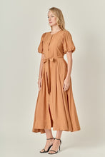 Load image into Gallery viewer, Camel Puff Slv Midi Dress