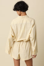 Load image into Gallery viewer, Yellow Striped Drawstring Shirt Romper