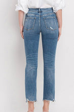 Load image into Gallery viewer, FM Denim HR Distressed Hem Slim Straight Jean