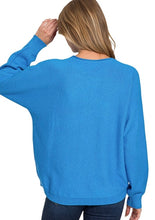 Load image into Gallery viewer, Ocean Blue Viscose Frnt Seam Round Neck Sweater