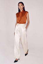 Load image into Gallery viewer, Rust Satin Scarf Collared Top
