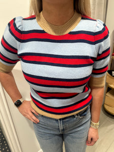 Blue/Red Striped Knit SS Top (THML)