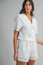 Load image into Gallery viewer, Off White Embroidery SS Top + Shorts Set