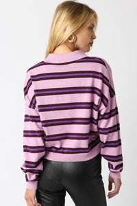 Pink/Purple LS Striped Knit Top