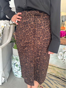 Brown Cheetah Print Suede Skirt (THML)