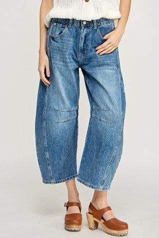 Casual Denim Barrel Jeans