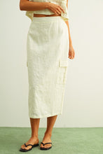 Load image into Gallery viewer, Off White Cargo Pocket Linen Skirt