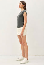 Load image into Gallery viewer, Charcoal Ribbed Cap Slv Tee