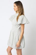 Load image into Gallery viewer, White/Black Striped Zipper Dress