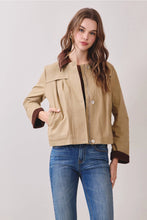Load image into Gallery viewer, Khaki Contrast Corduroy Zip Up Cropped Jacket