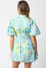Load image into Gallery viewer, Lime Multi Floral Puff Slv Dress