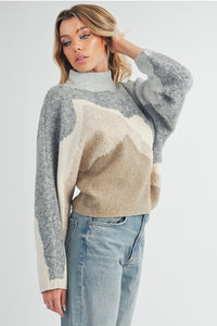 Colorblock Dolman Sleeve Crewneck Sweater