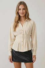 Load image into Gallery viewer, Cloud Dancer Pleated LS Shirt