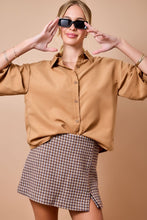 Load image into Gallery viewer, Camel Suede Bubble Slv Button Down Shirt
