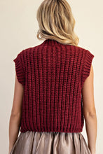 Load image into Gallery viewer, Maroon Frnt Gold Button Knit Vest