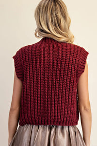 Maroon Frnt Gold Button Knit Vest