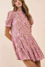 Load image into Gallery viewer, Pink Paisley Button Down Ruffle Detail Dress