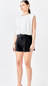 Black Belted Mini Shorts