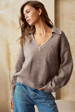 Load image into Gallery viewer, Latte Relaxed Fit Two Tone Sweater