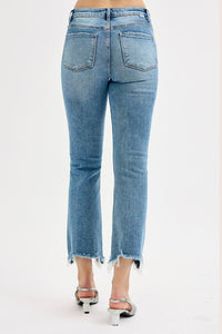 Risen Med. Denim HR Crop Straight Slim Jean