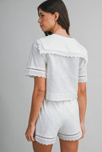 Load image into Gallery viewer, Off White Embroidery SS Top + Shorts Set